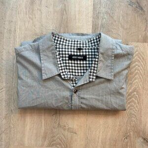 Antony Morato Mens Blue Plaid Button-Up Shirt with Elbow Patches Slim Fit